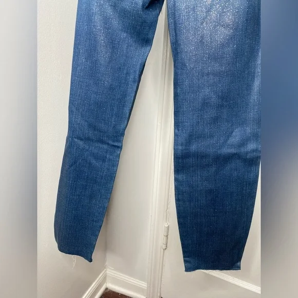 L'AGENCE El Matador french slim metallic crop skinny jeans Fremont gold size 23